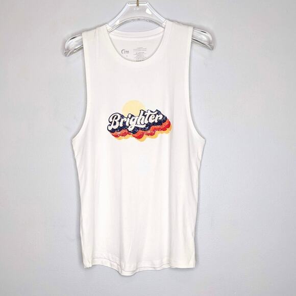 Zyia White Brighter Graphic Print Tank Top Crewneck Sleeveless Size Medium - Picture 1 of 5
